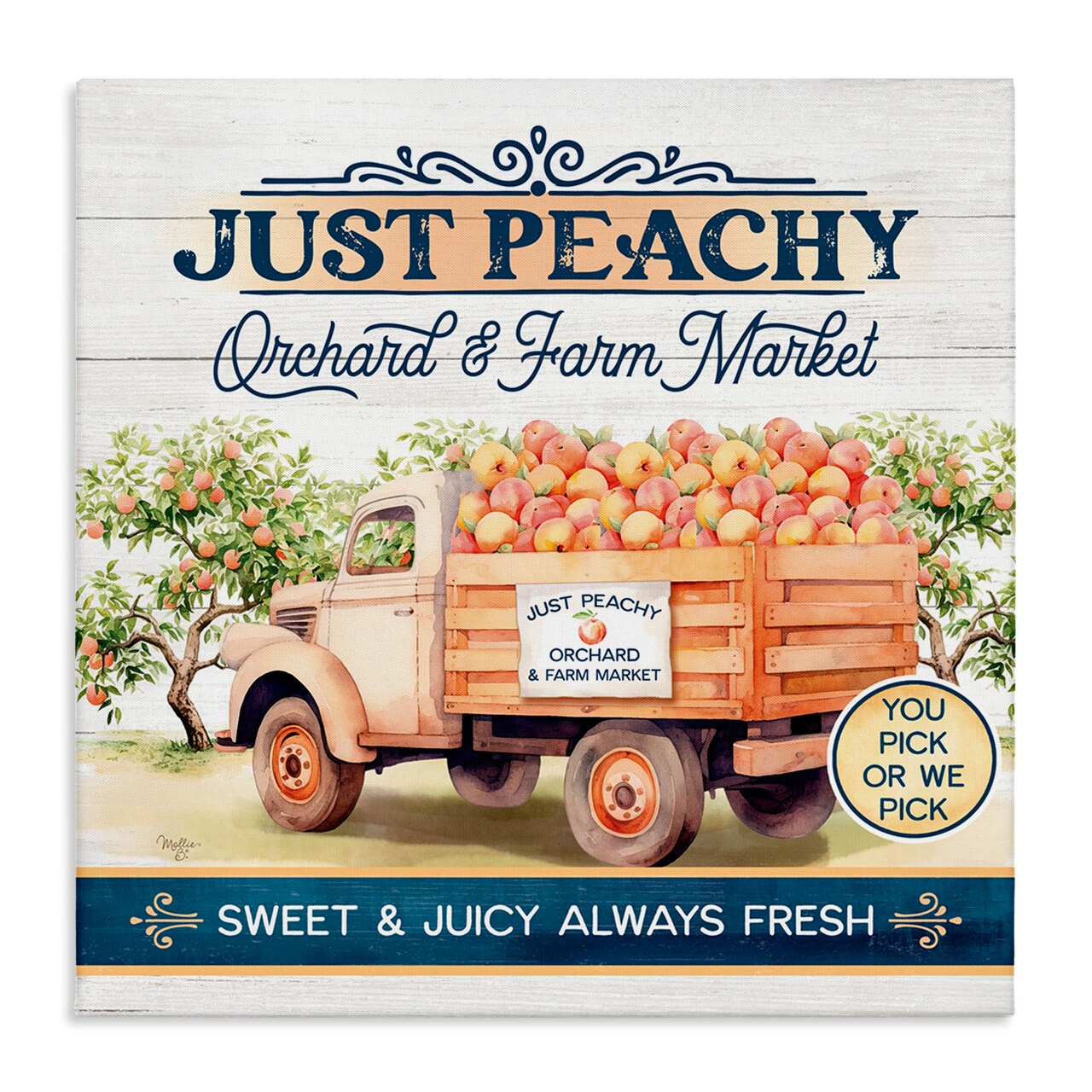 Stupell Industries Just Peachy Orchard Canvas Wall Art Design by Mollie B.